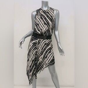 Haute Hippie Black and White Asymmetrical Dress